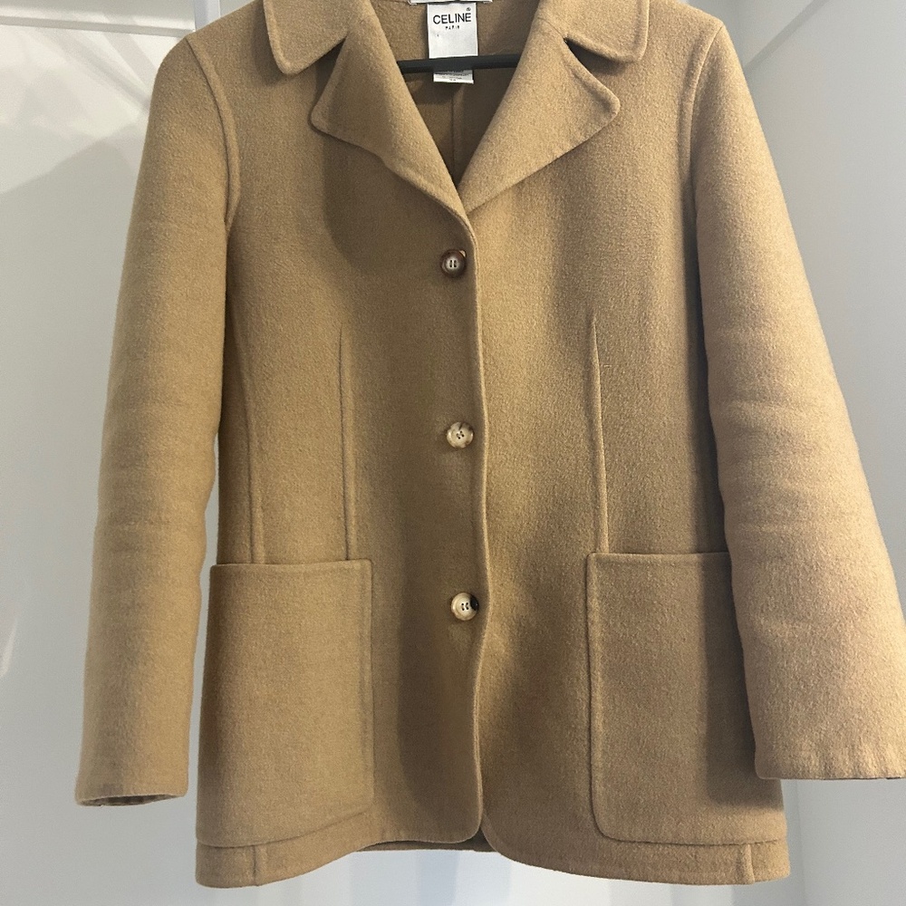 Celine wool cashmere coat beige S Authentic